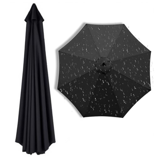 Generisch 3m 6/8 Rippen Terrassenschirm Ersatzbezug, Groß Sonnenschirm Abdeckung Ersatz für Markttische, Strand und Pool, nur Baldachin, Wasserdicht, UV-Beständig(schwarz,8 Streben 350cm) von Generisch
