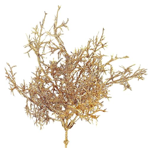 Generisch 4 Zweige Stacheldraht Pflanze künstlich in Gold L30cm, Calocephalus !!! von Generisch