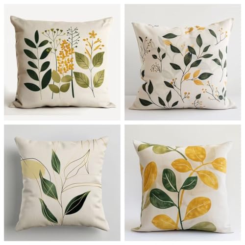 Generisch 4er Set Dekorative Kissenbezug Kleine Blätter 65x65 cm/25.6x25.6 Zoll Leinen Kissenhüllen mit Reißverschluss Für Wohnzimmer Schlafzimmer Kissen Deko Sofakissen Couchkissen Y4601 Generisch 4er Set Dekorative Kissenbezug Kleine Blätter 65x65 cm/25.6x25.6 Zoll Leinen Kissenhüllen mit Reißverschluss Für Wohnzimmer Schlafzimmer Kissen Deko Sofakissen Couchkissen Y4601 von Generisch