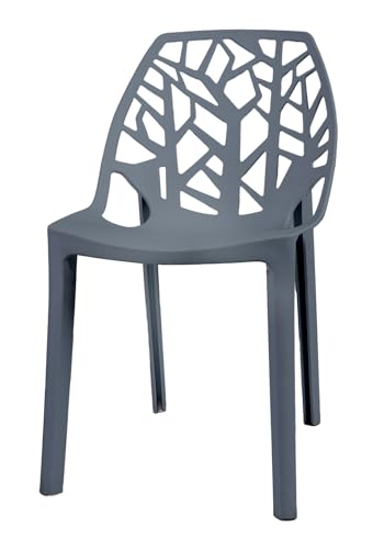 Generisch 4er Set Kunststoffstühle Luna Grau MODERN für Garten, Wohnzimmer, Balkon von Generisch