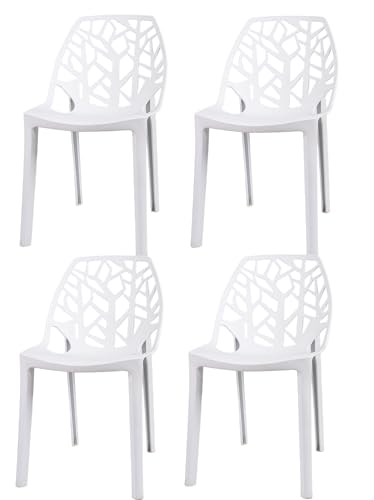 Generisch 4er Set Kunststoffstuhl Luna Weiß MODERN für Garten, Wohnzimmer, Balkon von Generisch