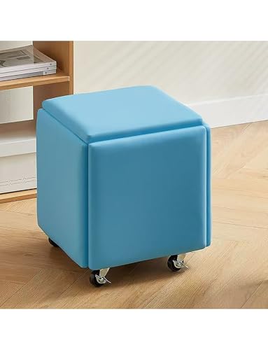 Generisch 5-in-1-Sitzwürfel, stapelbarer Sofastuhlhocker, Schminkhocker, Ottomane mit Stauraum und gepolstertem Sitz, Frisiertischstuhl for Wohnzimmer und Schlafzimmer(Style 5,17.7x18.1) von Generisch