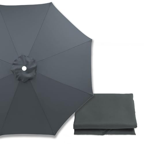 Generisch 6/8-Rippen Sonnenschirm Ersatzbezug für Terrassenschirme 2.0 m 2.5 m 3.0 m, Ersatzdach Regenschirm Baldachin für Garten, Markt, Strand, leichtc(Grau,8 Rippen 250cm) von Generisch