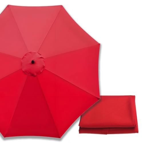 Generisch 6/8-Rippen Sonnenschirm Ersatzbezug für Terrassenschirme 2.0 m 2.5 m 3.0 m, Ersatzdach Regenschirm Baldachin für Garten, Markt, Strand, leichtc(Rot und Weiß,8 Streben 350cm) von Generisch