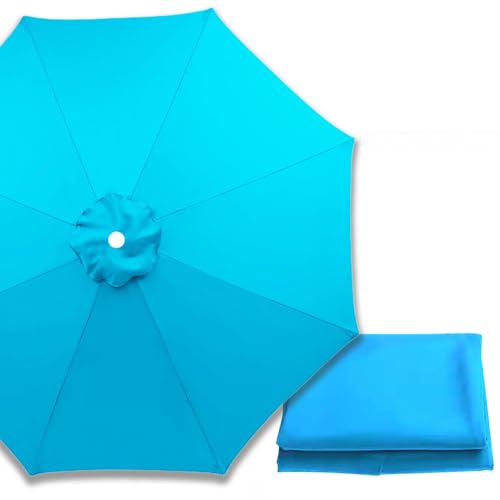 Generisch 6/8-Rippen Sonnenschirm Ersatzbezug für Terrassenschirme 2.0 m 2.5 m 3.0 m, Ersatzdach Regenschirm Baldachin für Garten, Markt, Strand, leichtc(Seeblau,8 Rippen 250cm) von Generisch