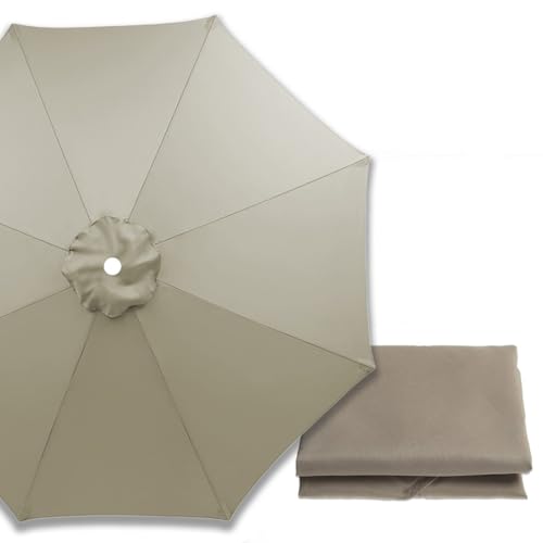Generisch 6/8-Rippen Sonnenschirm Ersatzbezug für Terrassenschirme 2.0 m 2.5 m 3.0 m, Ersatzdach Regenschirm Baldachin für Garten, Markt, Strand, leichtc(Taupe,8 Streben 400cm) von Generisch