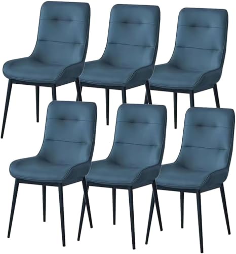 Generisch 6-teiliges Esszimmerstuhl-Set aus Kunstleder for Küche, Wohnzimmer, Lounge, Thekenstühle, stabile Metallbeine, Schreibtischstuhl for den Haushalt(Blue) von Generisch