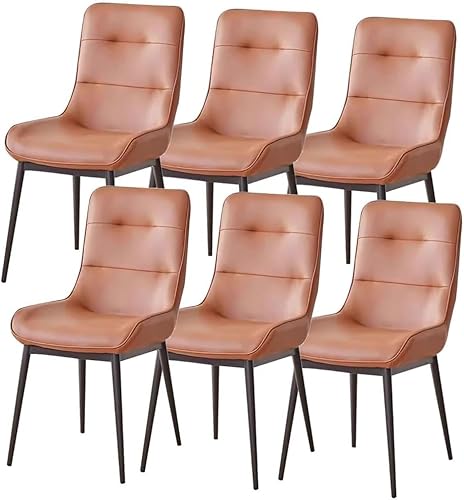 Generisch 6-teiliges Esszimmerstuhl-Set aus Kunstleder for Küche, Wohnzimmer, Lounge, Thekenstühle, stabile Metallbeine, Schreibtischstuhl for den Haushalt(Orange) von Generisch