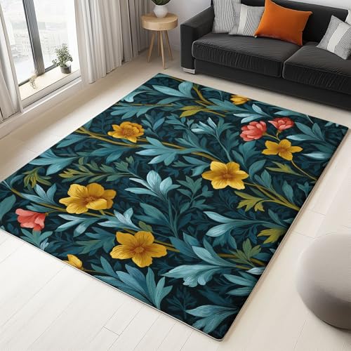 Generisch 80 x 150 cm Teppich Wohnzimmer Waschbarer, William Morris Stil Blumen Kurzflor-Teppich – Weich Rutschfestes Design für Schlafzimmer Esszimmer Küchen, Blaugrün Generisch 80 x 150 cm Teppich Wohnzimmer Waschbarer, William Morris Stil Blumen Kurzflor-Teppich – Weich Rutschfestes Design für Schlafzimmer Esszimmer Küchen, Blaugrün von Generisch