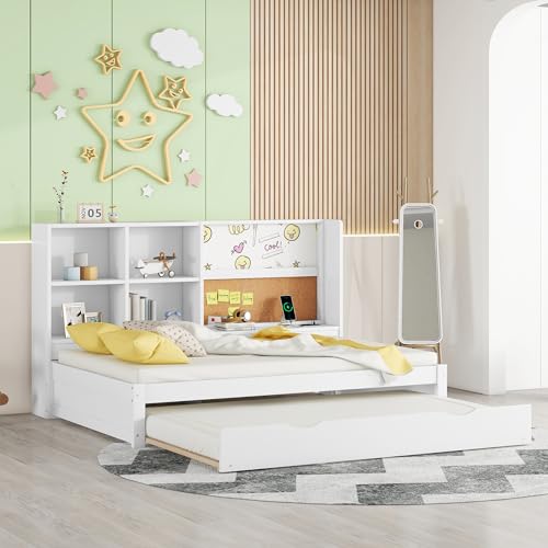 Generisch 90 x 200 cm Schlafsofa mit ausziehbarem Bett, USB-Ladeanschluss, Zeichenbrett, mehrere Staufächer, Weiß Generisch 90 x 200 cm Schlafsofa mit ausziehbarem Bett, USB-Ladeanschluss, Zeichenbrett, mehrere Staufächer, Weiß von Generisch