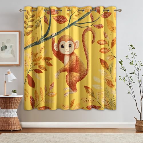 Generisch 95% Blickdichte Vorhänge AFFE, Thermo Verdunklungsvorhänge mit Ösen, Wald Karikatur Tiere Fenster Gardinen Wohnzimmer Schlafzimmer Deko, 2er Set H 166 x B 75 - O487 Generisch 95% Blickdichte Vorhänge AFFE, Thermo Verdunklungsvorhänge mit Ösen, Wald Karikatur Tiere Fenster Gardinen Wohnzimmer Schlafzimmer Deko, 2er Set H 166 x B 75 - O487 von Generisch