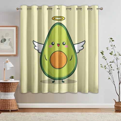 Generisch 95% Blickdichte Vorhänge Avocado, Thermo Verdunklungsvorhänge mit Ösen, Kawaii Karikatur Fenster Gardinen Wohnzimmer Schlafzimmer Deko, 2er Set H 137 x B 117 - O461 Generisch 95% Blickdichte Vorhänge Avocado, Thermo Verdunklungsvorhänge mit Ösen, Kawaii Karikatur Fenster Gardinen Wohnzimmer Schlafzimmer Deko, 2er Set H 137 x B 117 - O461 von Generisch