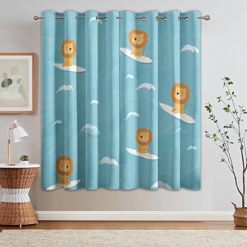 Generisch 95% Blickdichte Vorhänge Süße Löwe, Thermo Verdunklungsvorhänge mit Ösen, Kinder Karikatur Tiere Fenster Gardinen Wohnzimmer Schlafzimmer Deko, 2er Set H 160 x B 140 - O498 Generisch 95% Blickdichte Vorhänge Süße Löwe, Thermo Verdunklungsvorhänge mit Ösen, Kinder Karikatur Tiere Fenster Gardinen Wohnzimmer Schlafzimmer Deko, 2er Set H 160 x B 140 - O498 von Generisch