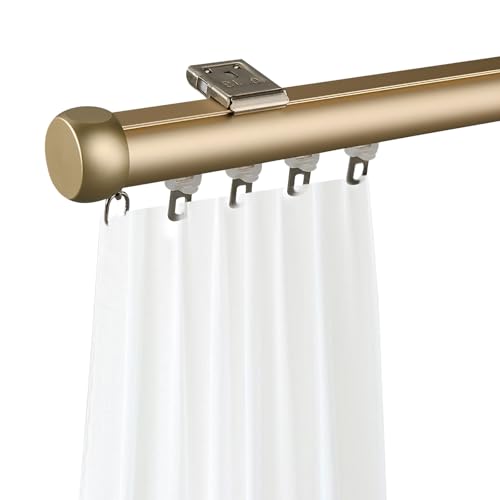 Generisch Aluminium-Decken Vorhangschiene Schienensystem, Robuste Einzelstange, 70–630cm, Raumteiler, Rostfreie Schiebe-Deckenvorhangschiene Für Fenster, Wandstärke 1,50 Mm(Gold,70cm/2.30ft) von Generisch