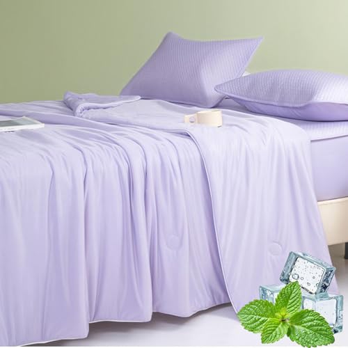 Generisch Anfaru Eisdecke, Eisdecke Sommer, Selbstkühlende Decke, Anfaru Chillcomfort Schlafdecke, Doppelseitige Kühlende Eisseide, Leicht, Atmungsaktiv Anti Schweiß (Lila, 180 * 200 cm) von Generisch