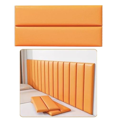 Generisch Anti-Collision Wall Cushion,Peel and Stick Headboard,Soft Wall Protector,70 x 23 cm,Self-Adhesive Walls Padding for Children's Bedroom Bed Headboard Design(Leather orange,4 Pieces) von Generisch