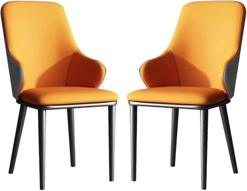 Generisch Artificial Leather Kitchen Dining Chairs Set of 2 Bedroom Room Balcony Sofa Chair Carbon Steel Dressing(Orange) von Generisch