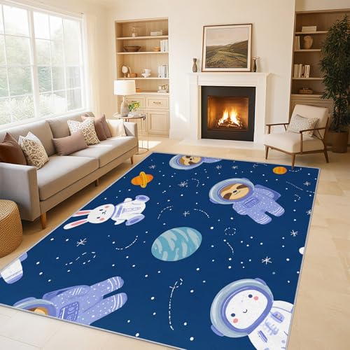 Generisch Astronaut Kaninchen Teppich, Teppich Wohnzimmer Karikatur Tier Planet Kinder 180x200cm, Kurzflor rutschfest Waschbarer Teppiche, Teppiche für Kinderzimmer Schlafzimmer Jugendzimmer QAZ11 Generisch Astronaut Kaninchen Teppich, Teppich Wohnzimmer Karikatur Tier Planet Kinder 180x200cm, Kurzflor rutschfest Waschbarer Teppiche, Teppiche für Kinderzimmer Schlafzimmer Jugendzimmer QAZ11 von Generisch