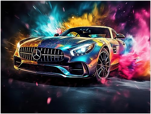 Generisch Auto Poster - Mercedes SL - Sportwagen Kunstdruck Illustration Wandbild P304N (100x75 cm) von Generisch