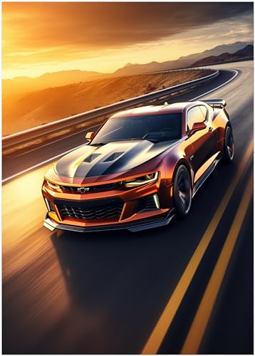 Generisch Auto Poster oder Leinwand - Chevrolet Camaro Sportwagen - Muscle Car Wandbild Kunstdruck P425N (Poster, 45x60 cm) von Generisch