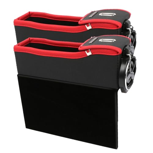 Generisch Auto Sitz Spalt Organizer Mit Aufbewahrungsfach | 2X Auto-Sitz Stauraum-Box | Seiten-Organizer Für Mittelkonsole Mit Getränkehalter Für Schlüssel, Brille, Karten & Handys von Generisch