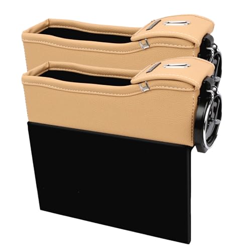 Generisch Auto Spalten Organizer Box,2 Stück Seitenablage Für Mittelkonsole Mit Getränkehalter | Seitenfüller mit Getränkehalter & Aufbewahrung für Karten, Handys, Schlüssel von Generisch