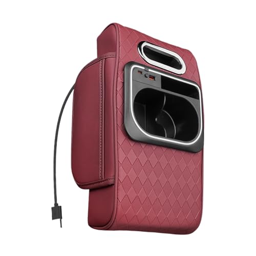 Generisch Autoarmlehre Aufbewahrungsbox - Auto -LED -Organizer -Pad -Konsole | Multifunction Cup Tissue Halter Tablett | Fahrzeug -Innenraumzubehör für Vordersitz, ideal für Roadtrip, Pendeln, Reise von Generisch