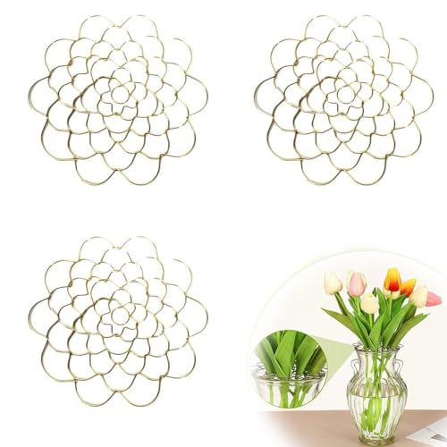 Generisch Auxiliaryn Stainless Steel Floral Grid Organizer – Reusable Stem Holder for Flowers, Vase Stems & Bouquets (Gold-4in) von Generisch