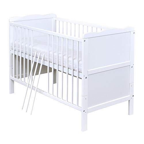 Generisch Baby Delux Babybett Kinderbett umbaubar zum Juniorbett 140x70 weiß Jack Matratze (ohne Matratze) von Generisch