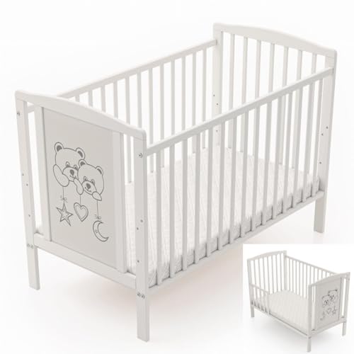 Generisch Babybett Timmi 2-in-1 mit Teddybärenmotiv aus Buchenholz inkl. Umbaukit Schaumstoffmatratze 60x120 Generisch Babybett Timmi 2-in-1 mit Teddybärenmotiv aus Buchenholz inkl. Umbaukit Schaumstoffmatratze 60x120 von Generisch