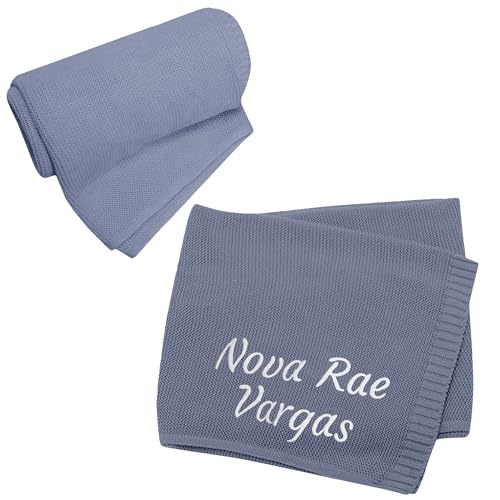 Generisch Babydecke Personalisierte mit Gesticktem Text, Reine Baumwolle - 100x80cm, Kuscheldecke Kinder, Kinderdecke, Baby Essentials für Neugeborene, Personalisierte babysachen (Grau) von Generisch