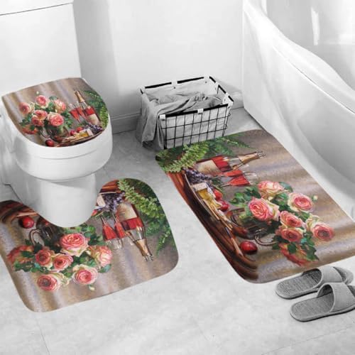Generisch Badematten & Badteppiche Set 3 Teilig Badezimmerteppich Waschbar Badematte rutschfest,Wc Vorleger Mit Ausschnitt Und Badematte, Badvorleger Toilette Teppich 50×80Cm Blumenwein Generisch Badematten & Badteppiche Set 3 Teilig Badezimmerteppich Waschbar Badematte rutschfest,Wc Vorleger Mit Ausschnitt Und Badematte, Badvorleger Toilette Teppich 50×80Cm Blumenwein von Generisch