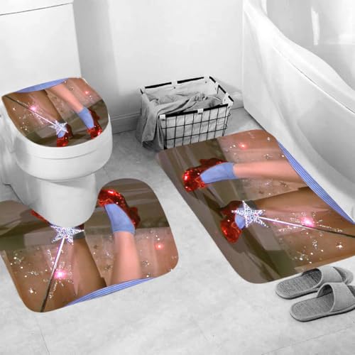 Generisch Badematten & Badteppiche Set 3 Teilig Badezimmerteppich Waschbar Badematte rutschfest,Wc Vorleger Mit Ausschnitt Und Badematte, Badvorleger Toilette Teppich 50×80Cm Hohe Absätze von Generisch