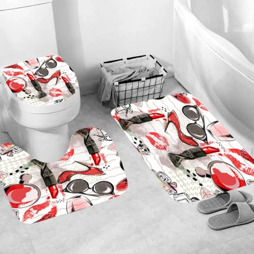 Generisch Badematten & Badteppiche Set 3 Teilig Badezimmerteppich Waschbar Badematte rutschfest,Wc Vorleger Mit Ausschnitt Und Badematte, Badvorleger Toilette Teppich 50×80Cm Lippenstift Generisch Badematten & Badteppiche Set 3 Teilig Badezimmerteppich Waschbar Badematte rutschfest,Wc Vorleger Mit Ausschnitt Und Badematte, Badvorleger Toilette Teppich 50×80Cm Lippenstift von Generisch