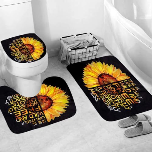 Generisch Badematten & Badteppiche Set 3 Teilig Badezimmerteppich Waschbar Badematte rutschfest,Wc Vorleger Mit Ausschnitt Und Badematte, Badvorleger Toilette Teppich 50×80Cm Sonnenblumen Generisch Badematten & Badteppiche Set 3 Teilig Badezimmerteppich Waschbar Badematte rutschfest,Wc Vorleger Mit Ausschnitt Und Badematte, Badvorleger Toilette Teppich 50×80Cm Sonnenblumen von Generisch