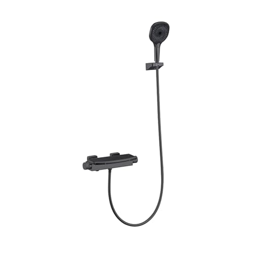 Generisch Badewanne Armatur Badewannenarmatur Thermostat Schwarz Wasserhahn Wandmontage mit 3 Modi Handbrause Badewannen Mischbatterie Wasserfall Messing Generisch Badewanne Armatur Badewannenarmatur Thermostat Schwarz Wasserhahn Wandmontage mit 3 Modi Handbrause Badewannen Mischbatterie Wasserfall Messing von Generisch