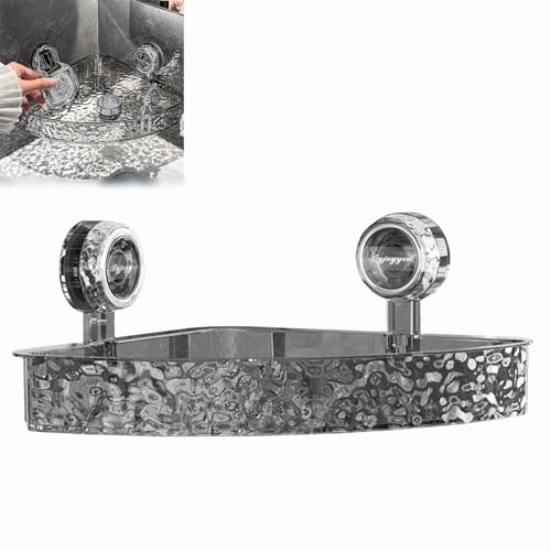 Generisch Badezimmer Duschablage mit Saugnapf, 3 Etagen, Transparentes Acryl, Wandmontage (Grau fächerförmig) von Generisch