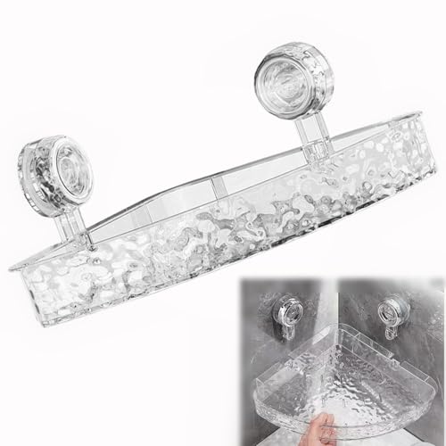 Generisch Badezimmer Duschablage mit Saugnapf, 3 Etagen, Transparentes Acryl, Wandmontage (Weiß fächerförmig) von Generisch