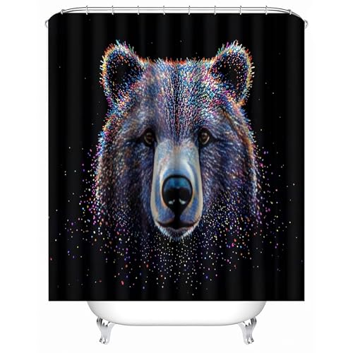 Generisch Badezimmer Vorhang 90 x 180 cm Schwarzer Hintergrund Bunter Punktbär duschvorhang kurz Eleganter Spritzschutz aus Stoff für Private Spa-Zone oder Luxus-Badezimmer MY726 Generisch Badezimmer Vorhang 90 x 180 cm Schwarzer Hintergrund Bunter Punktbär duschvorhang kurz Eleganter Spritzschutz aus Stoff für Private Spa-Zone oder Luxus-Badezimmer MY726 von Generisch