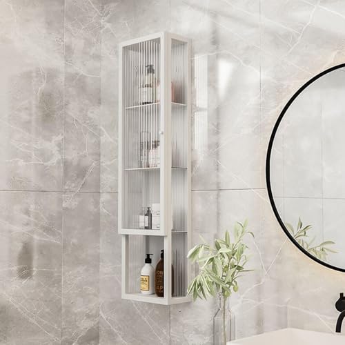 Generisch Badezimmer-Wandschränke, Metall-Wandschrank mit Glastüren, Edelstahl und Glas, platzsparende Wandaufbewahrung für Bad und Küche von Generisch