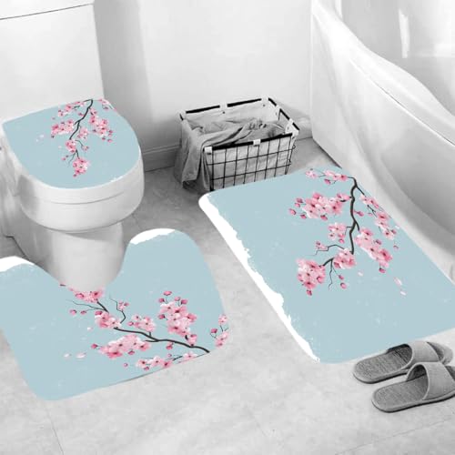 Generisch Badgarnitur 3 Teilig Badezimmerteppich Waschbar Badematte rutschfest,Wc Vorleger Mit Ausschnitt Und Badematte, Badvorleger Toilette Teppich 45X75Cm Pfirsichblüte Generisch Badgarnitur 3 Teilig Badezimmerteppich Waschbar Badematte rutschfest,Wc Vorleger Mit Ausschnitt Und Badematte, Badvorleger Toilette Teppich 45X75Cm Pfirsichblüte von Generisch