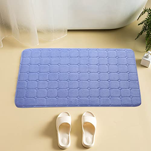 Generisch Badteppich Memory Foam Badteppich rutschfest Waschbar Festes Farbnetz Badvorleger Wasserabsorbierend Weichschaum waschbar für Badezimmer Badezimmer Küche (Dunkelblau-80X50cm) von Generisch