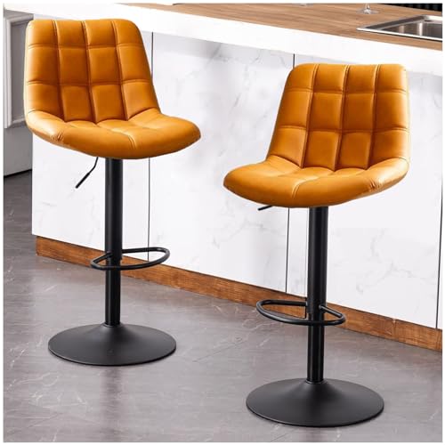 Generisch Barhocker 2er-Set mit Lehne, höhenverstellbar 60-80cm, 360° Drehstuhl aus PU-Kunstleder, stylischer Tresenhocker für die Küche von Generisch