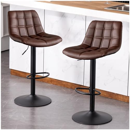 Generisch Barhocker 2er-Set mit Lehne, höhenverstellbar 60-80cm, 360° Drehstuhl aus PU-Kunstleder, stylischer Tresenhocker für die Küche von Generisch