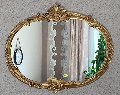 Generisch Barockspiegel Wandspiegel Antik Gold Oval Barock Badspiegel Spiegel 52 x 42cm Flurspiegel Wohnzimmerspiegel C17 Gold von Generisch