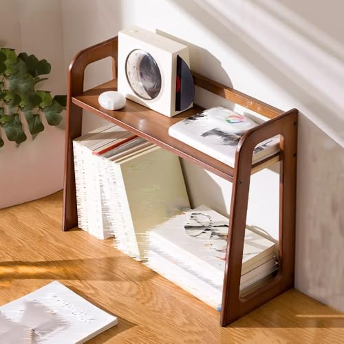 Generisch Bathroom Countertop Organizer, Desk Hutch Dorm Office Storage Shelf, Wood Desktop Bookshelf Small Space Saver Rack(Brown,60x20x40cm) von Generisch