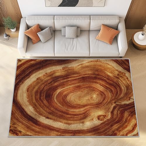 Generisch Baumstumpf Kurzflor Teppich Wohnzimmer 240x300 cm Holzoptik Baumstamm Teppiche Waschbar Weich - Landhausstil Carpet Groß für Schlafzimmer und Esszimmer von Generisch