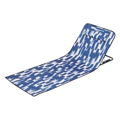 Generisch Beach Lounge Chair, Portable Folding Mat, 62.99x20.47in Sunbathing Recliner, Headrest Backrest, Lightweight Easy to Carry for Camping, Seaside, Backyard, Men, Youth, Family von Generisch