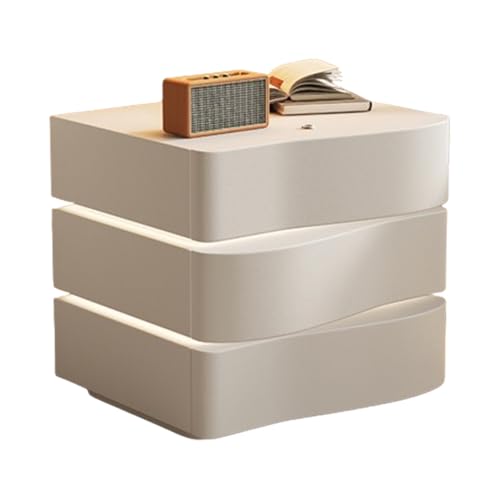 Generisch Bedside Table with Drawers, Wooden Bedside Cabinet for Bedroom, Storage Space with LED Lights, Space Saving Design Generisch Bedside Table with Drawers, Wooden Bedside Cabinet for Bedroom, Storage Space with LED Lights, Space Saving Design von Generisch