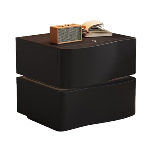 Generisch Bedside Table with Drawers, Wooden Bedside Cabinet for Bedroom, Storage Space with LED Lights, Space Saving Design von Generisch